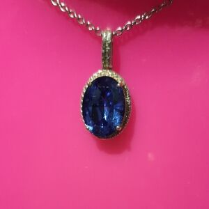 Genuine Vintage London Blue Stone Solid Sterling Silver Pendant